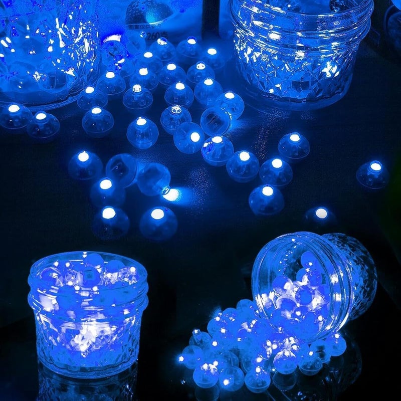 Goodern 50Pcs Led Lights, Multicolor Round Flash Ball Lamp for Paper Lantern Balloon, Waterproof Mini Indoor Outdoor Party Wedding Decoration Supplies Pendant Filler - Blue - Image 3