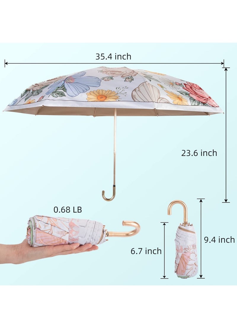 Zikra Windproof Travel Umbrella, Compact Folding Umbrella, Small Umbrella for Rain&Sun, Parasol Umbrella UV Protection UV Blocker, 8 Ribs Lightweight & Portable Umbrella for Women, Girls - Image 3