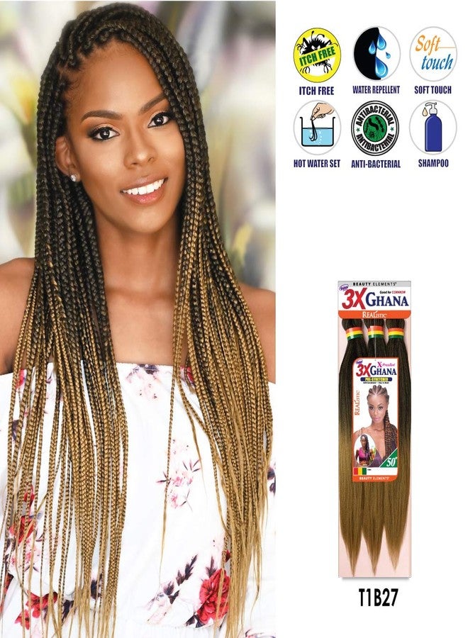REALISTIC - Multi Pack Deals! Pre-stretched X-Pression 3X Ghana Braids 60" 100% Kanekalon Easy to braid, KNOTLESS, FEED in Braid Itch Free (5-PACK, T1B350) E613XG6-TB3505 - Image 4