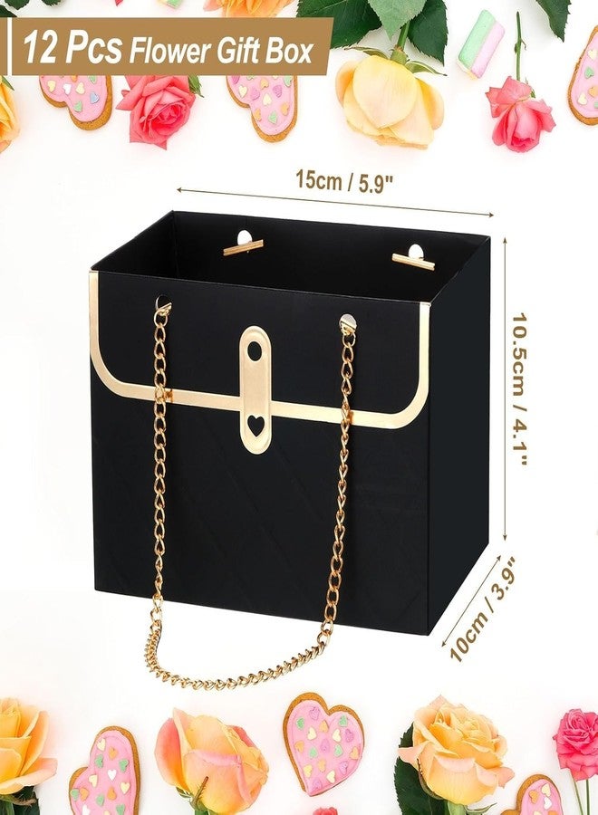 FAQUSA Flower Box Paper Bouquet Storage Bucket, Florist Flower Hand Bag with Metal Chain Waterproof for Gifts Wrapping Supplies Bulk Mother's Day Valentine's Day Women's Day (4 Colors) - Image 2