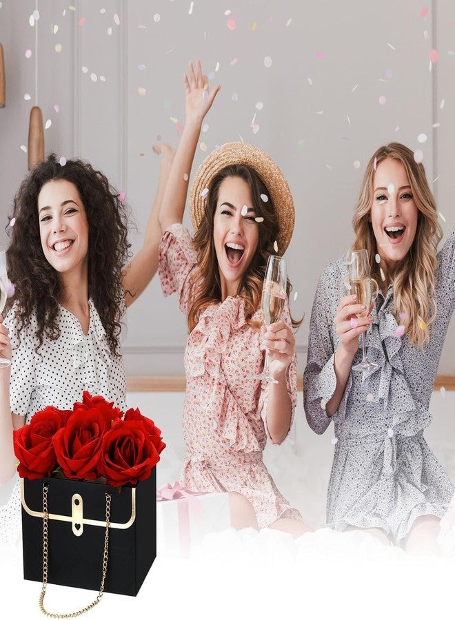 FAQUSA Flower Box Paper Bouquet Storage Bucket, Florist Flower Hand Bag with Metal Chain Waterproof for Gifts Wrapping Supplies Bulk Mother's Day Valentine's Day Women's Day (4 Colors) - Image 4