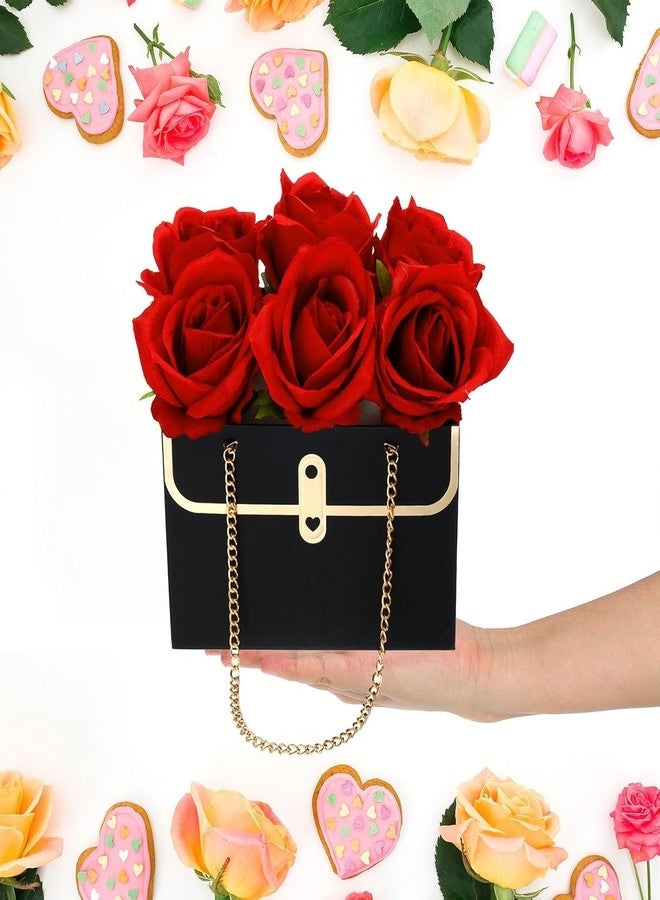 FAQUSA Flower Box Paper Bouquet Storage Bucket, Florist Flower Hand Bag with Metal Chain Waterproof for Gifts Wrapping Supplies Bulk Mother's Day Valentine's Day Women's Day (4 Colors) - Image 3