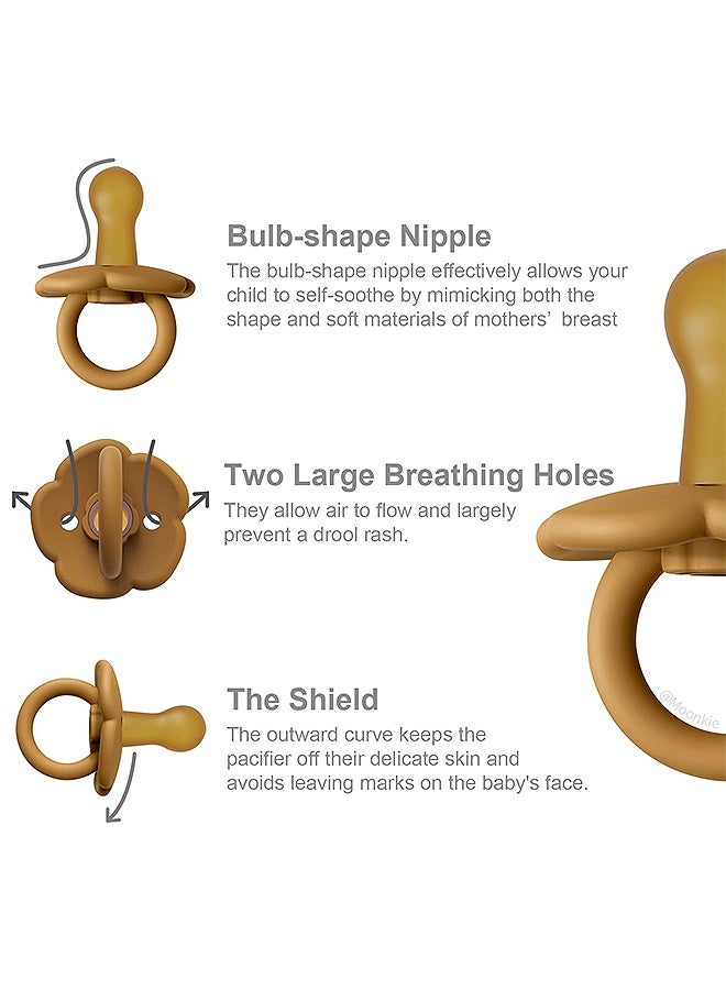 MXN 2 Pcs Pacifiers, BPA-Free Safe Silicone Soother, One - Piece Design Baby Pacifier with Large Air Holes - Image 3