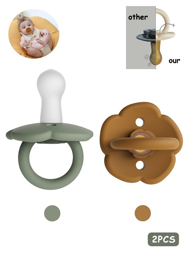MXN 2 Pcs Pacifiers, BPA-Free Safe Silicone Soother, One - Piece Design Baby Pacifier with Large Air Holes - Image 1