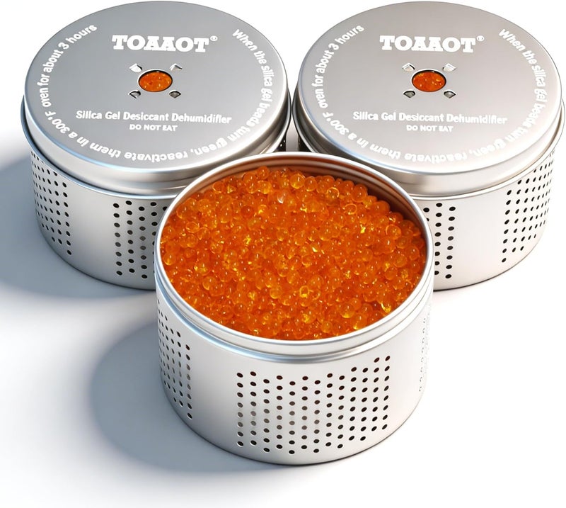 TOAAOT Gun Safe Dehumidifier, Moisture Absorber, 200g Small Silica Gel Desiccant Canister for Gun Cabinets & Safes, Aluminum Shell, Reusable - Image 3
