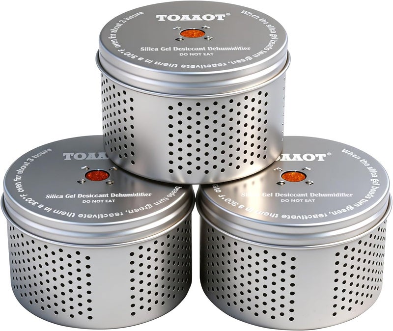 TOAAOT Gun Safe Dehumidifier, Moisture Absorber, 200g Small Silica Gel Desiccant Canister for Gun Cabinets & Safes, Aluminum Shell, Reusable - Image 2