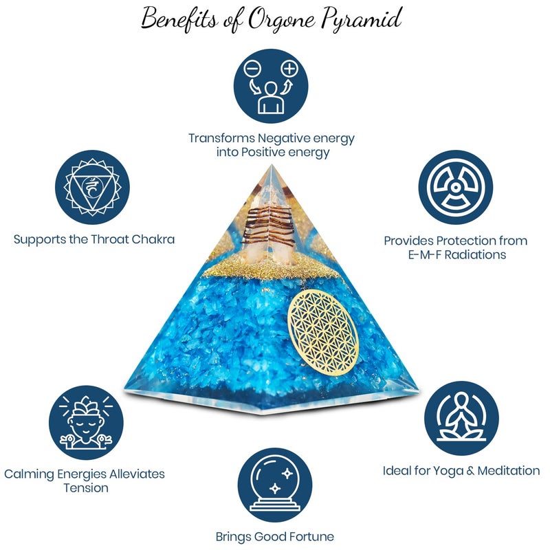 Real Crystal Chakra Pyramid - Seven Chakra Pyramid - Orgonite Pyramid for Energy Healing - Orgonite Kit - Protection with Seven Chakra Orgonite Necklace - Image 5