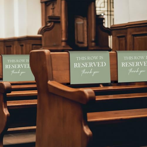 ChissNook Reserved Seating Chair Signs, This Row Is Reserved Pew Cloths Seating Placeholder for Church Pews, Sage Green Wedding Decorations for Reception Parties Event (Sage Green, 4 PCS) - Image 3
