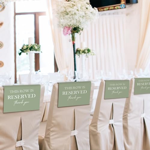 ChissNook Reserved Seating Chair Signs, This Row Is Reserved Pew Cloths Seating Placeholder for Church Pews, Sage Green Wedding Decorations for Reception Parties Event (Sage Green, 4 PCS) - Image 4