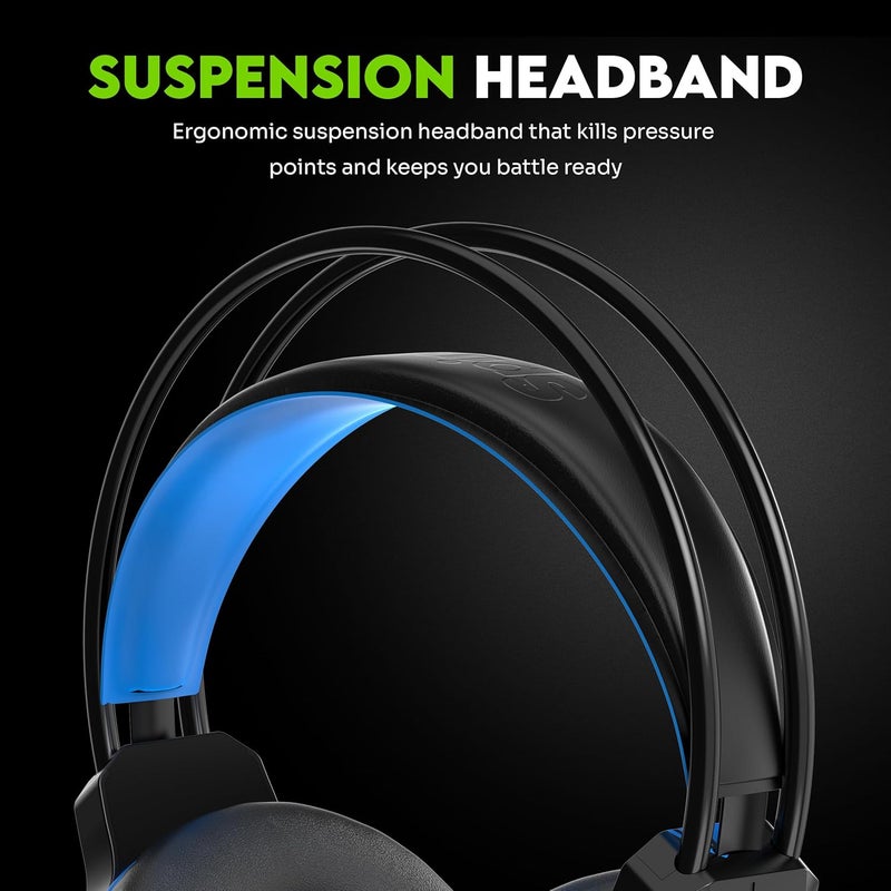 SpinBot سماعة الألعاب السلكية BattleBudz H2 مع محركات 50 مم، إضاءة RGB USB، رأس معلق، كابل مضفر بطول 1.8 متر وميكروفون بوم. - Image 5