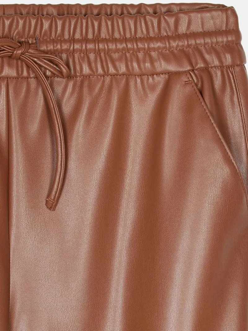 Dilvin Walnut Brown DILVIN Women’s Wide-Leg Faux Leather Trousers for Women | Best Price UAE