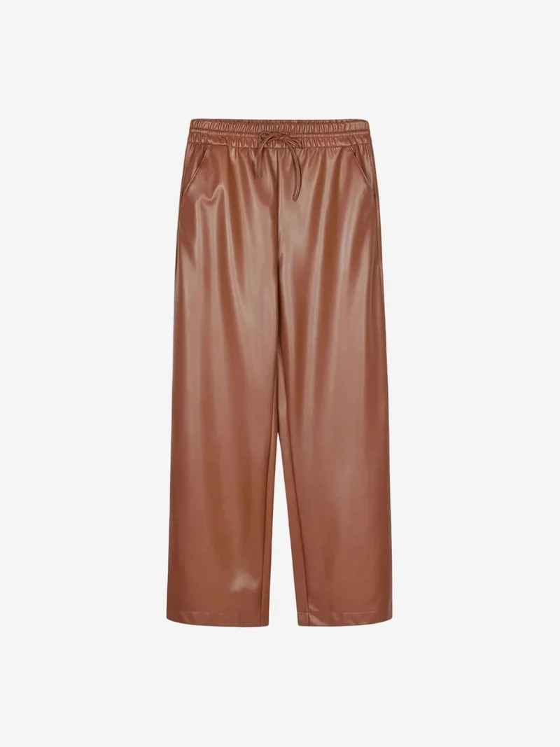 ديلفين DILVIN Women’s Wide-Leg Faux Leather Trousers
