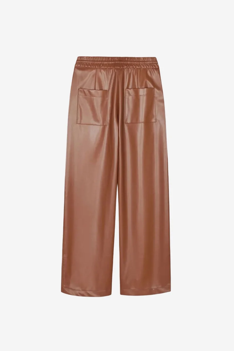 Dilvin Walnut Brown DILVIN Women’s Wide-Leg Faux Leather Trousers for Women | Best Price UAE