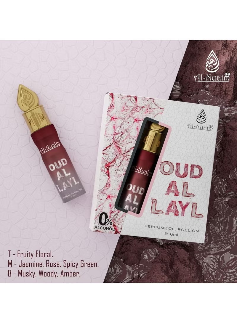 أل نواعم عطر النعيم عود الليل رول أون 6 مل | زيت عطري مركز للجنسين خالٍ من الكحول | عطر عود وخشب غني يدوم طويلاً للرجال والنساء | حجم مناسب للجيب - Image 2