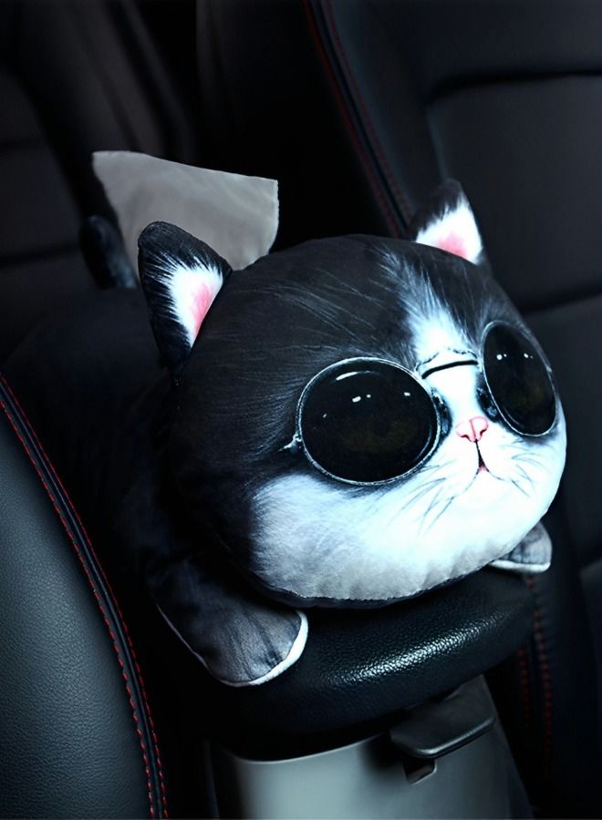 GROIC حامل علبة مناديل السيارة، حامل مناديل الوجه على شكل قطة لطيف، قطة كرتونية لطيفة متعددة الوظائف لتخزين أنسجة الوجه، الجزء الداخلي للسيارة، لوازم السيارات - Image 5