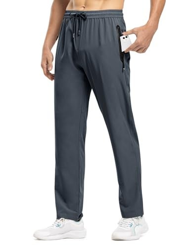 TBMPOY Men's Workout Pants Lightweight Hiking Pant Track Running Casual Sweatpants with Pockets Cool Grey XXL - Image 2