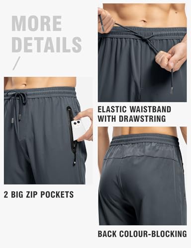 TBMPOY Men's Workout Pants Lightweight Hiking Pant Track Running Casual Sweatpants with Pockets Cool Grey XXL - Image 5