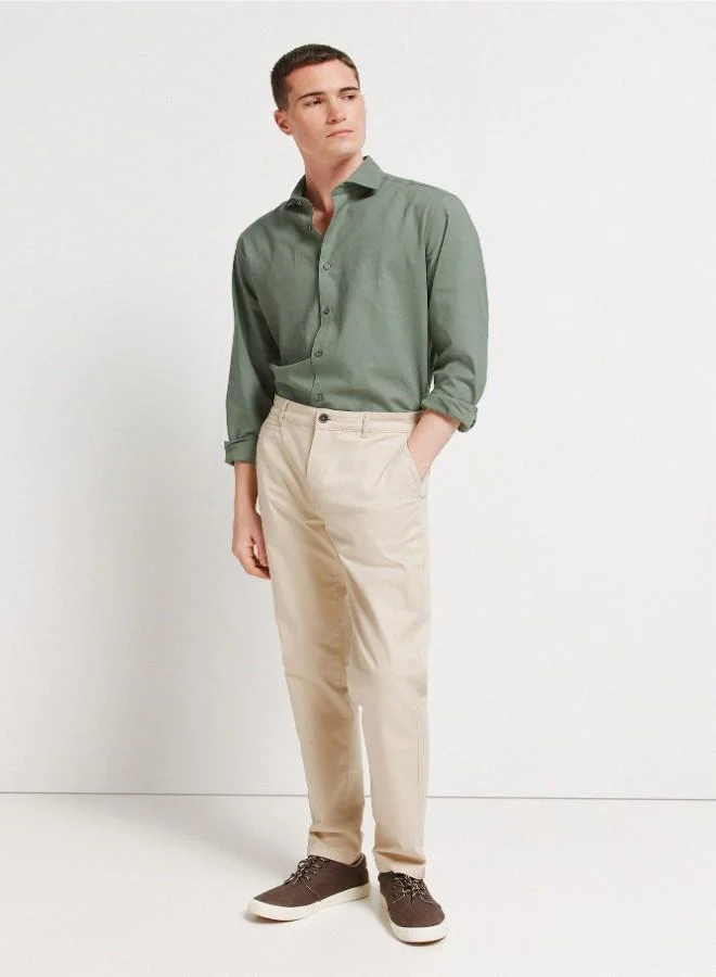 Springfield Cotton elastane slim fit chinos with welt back pockets