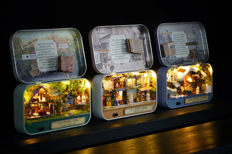 Flever Dollhouse Miniature DIY House Kit Creative Room with Furniture and Cover for Romantic Valentine's Gift(Old Times Including 3 PCS) - Image 3