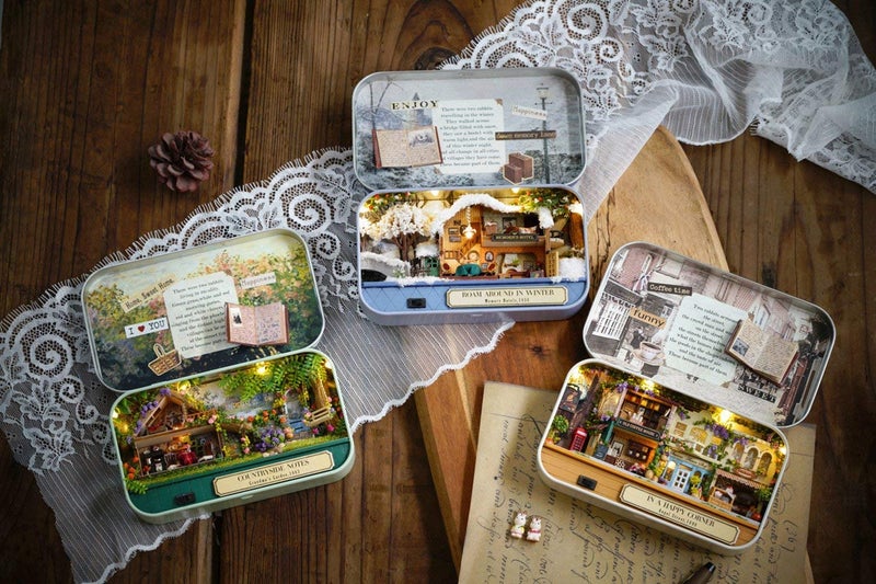 Flever Dollhouse Miniature DIY House Kit Creative Room with Furniture and Cover for Romantic Valentine's Gift(Old Times Including 3 PCS) - Image 2