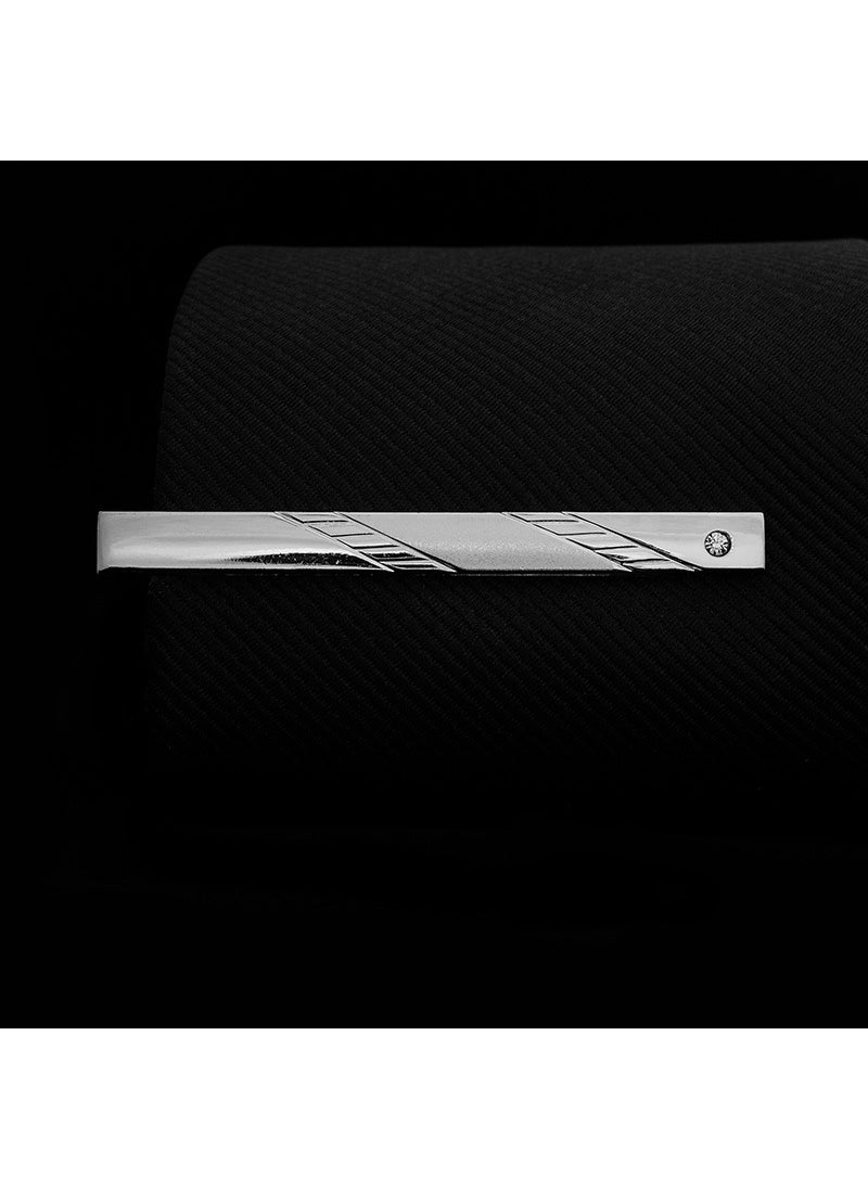 Generic Silver Standard Security Tie Clip for Men J0129 Twill Trapezoid 