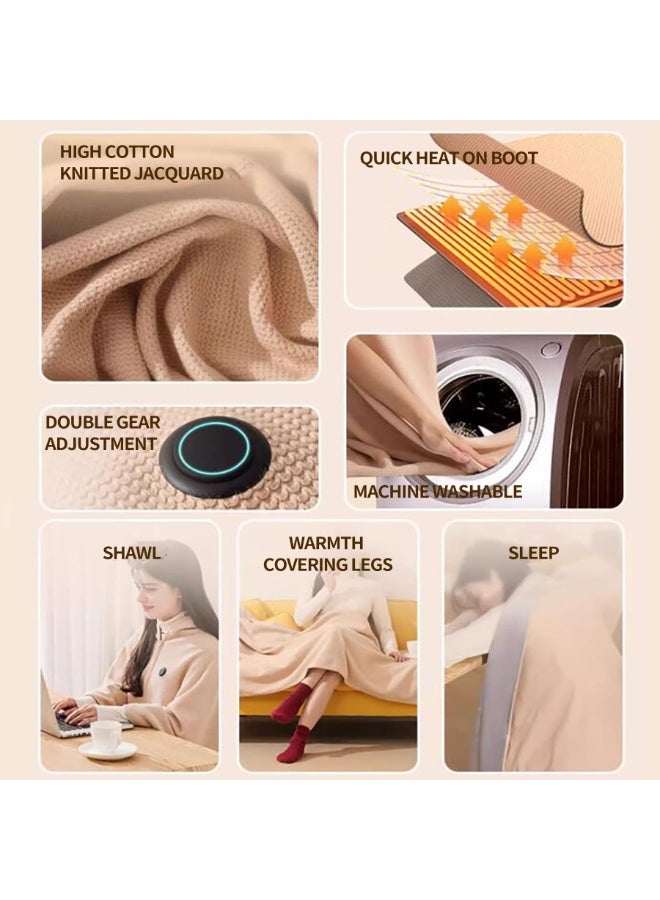 Heated Shawl Wraps for Women, Portable Heated Shawl, Electric Body Warming Cloud Cloak Blanket,  15s Fast Wireless Heated Shawl with 3 Heating Levels (with Power Bank) - Image 3