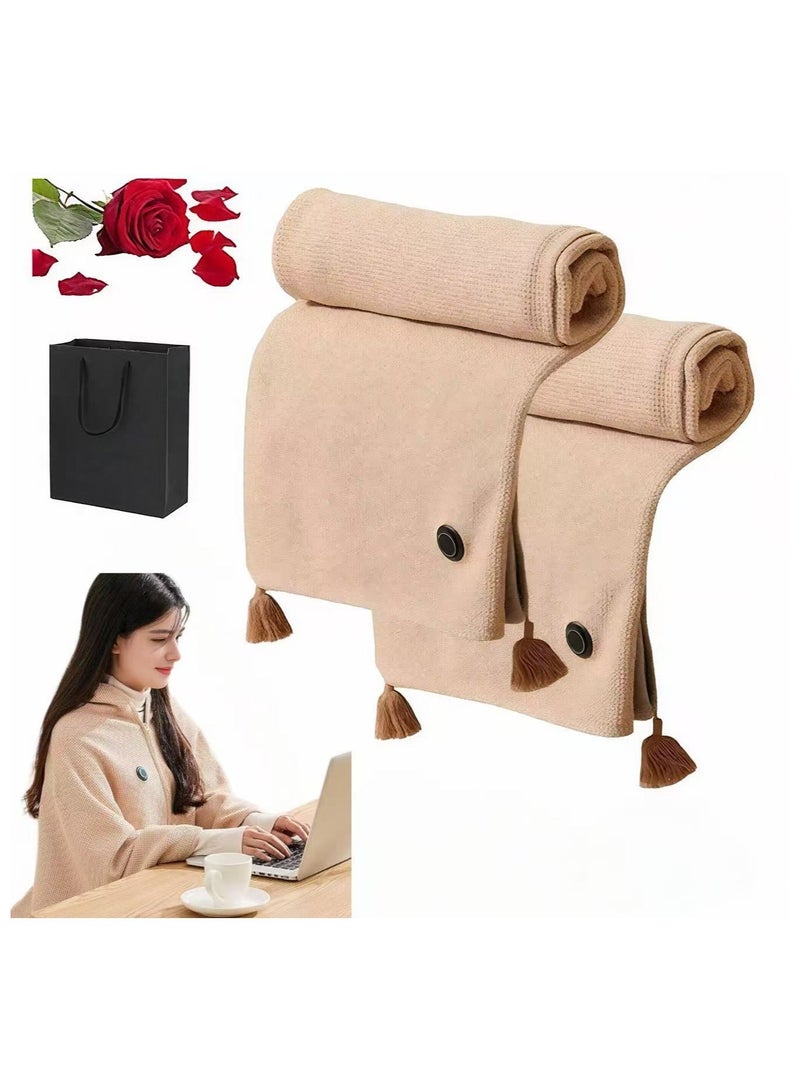 Heated Shawl Wraps for Women, Portable Heated Shawl, Electric Body Warming Cloud Cloak Blanket,  15s Fast Wireless Heated Shawl with 3 Heating Levels (with Power Bank) - Image 1