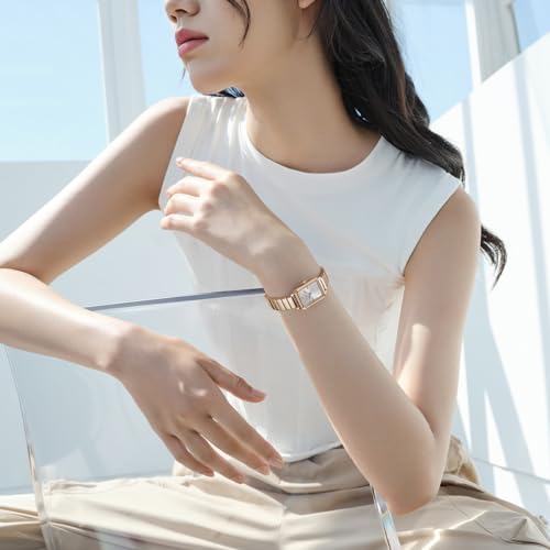 FIYTA Women's Bracelet Watch, Stainless Steel, Synthetic Sapphire Crystal, Classic Rectangle Case, 2-Hand, 30M Water Resistance, 21MM Quartz - Image 4