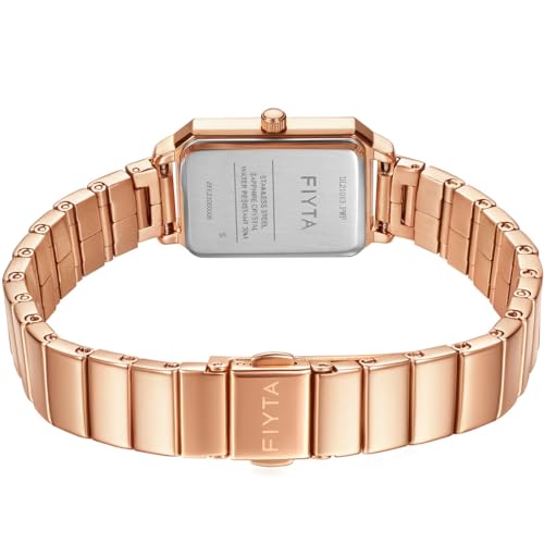 FIYTA Women's Bracelet Watch, Stainless Steel, Synthetic Sapphire Crystal, Classic Rectangle Case, 2-Hand, 30M Water Resistance, 21MM Quartz - Image 3
