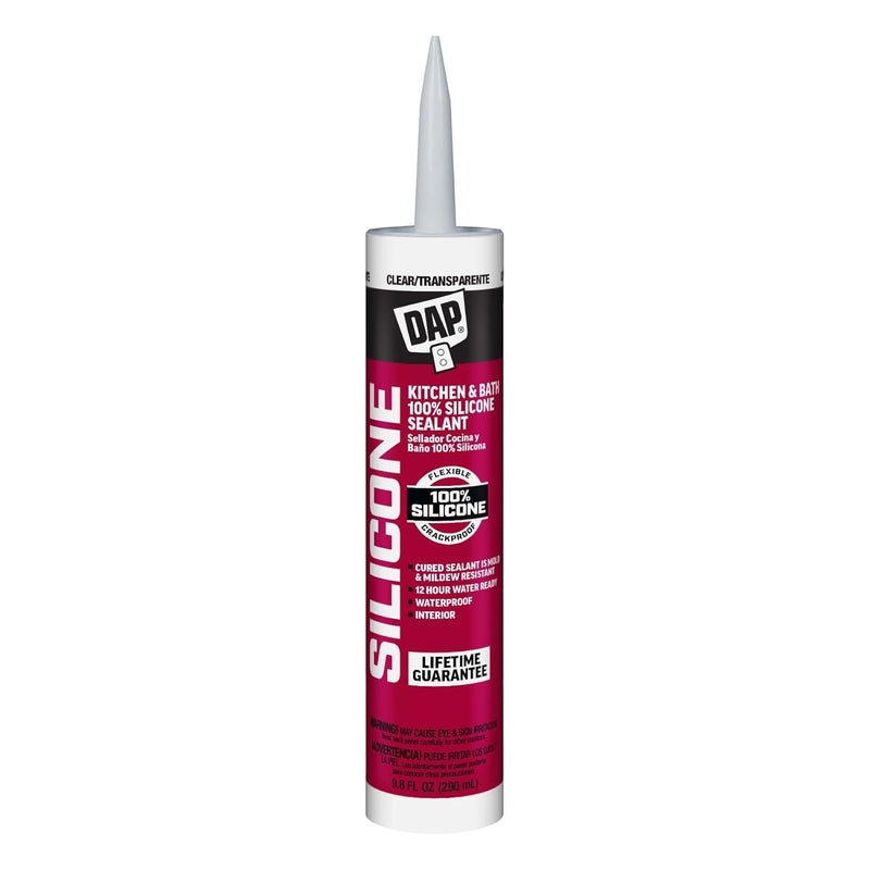 Dap 100% Silicone Rubber Kitchen, Bath & Plumbing Bath Sealant, Clear, 9.8 Oz (7079808648) - Image 1