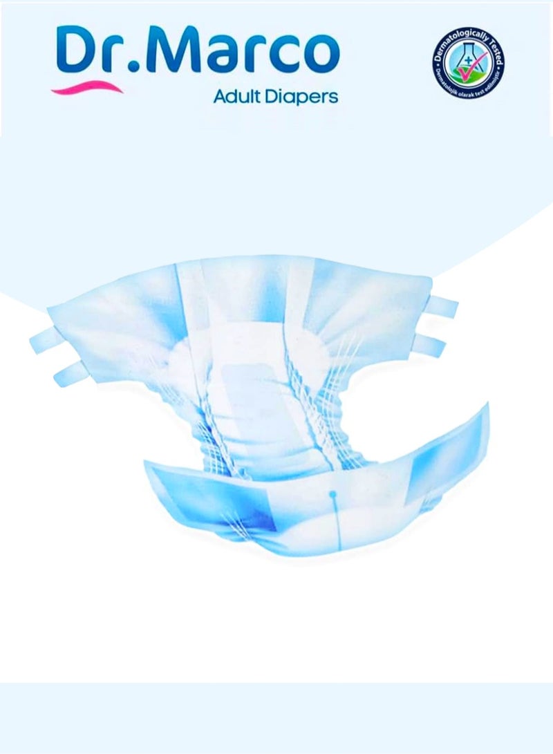 Dr. Marco Adult Diaper, Medium Size, 30 Count Turkish Made Diaper with Extra Dryness Layer and Wetness Indicator  - Image 2