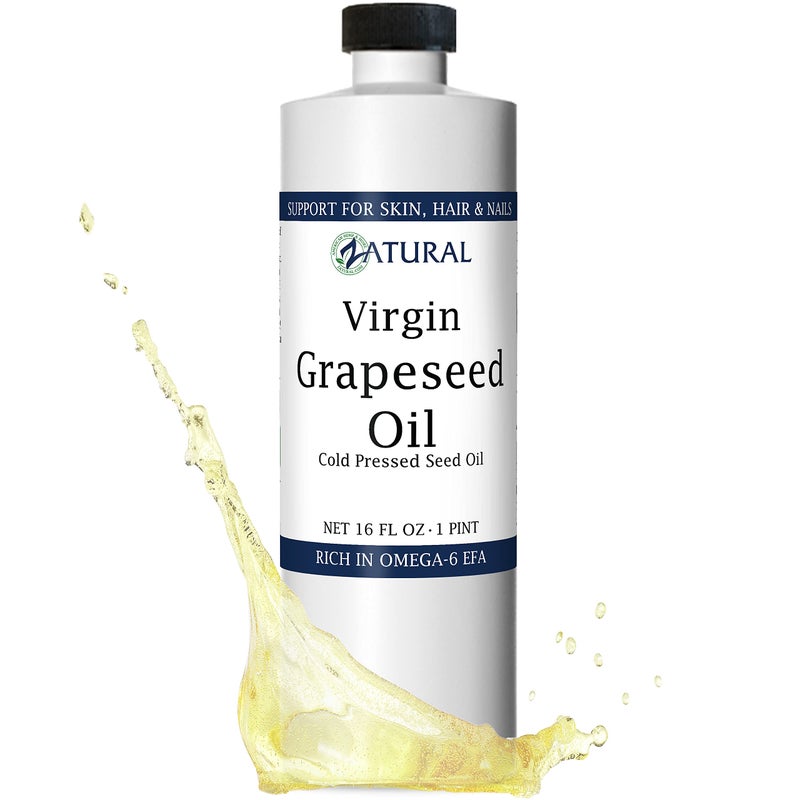 Zatural 100% Pure Cold Pressed Grapeseed Oil â€“ Naturally Grown Virgin, High Smoke Point 450Â°F+, Non-GMO, Perfect for Cooking Frying Baking, Dressings Marinades & Skincare Hair (16 Fl oz) - Image 1