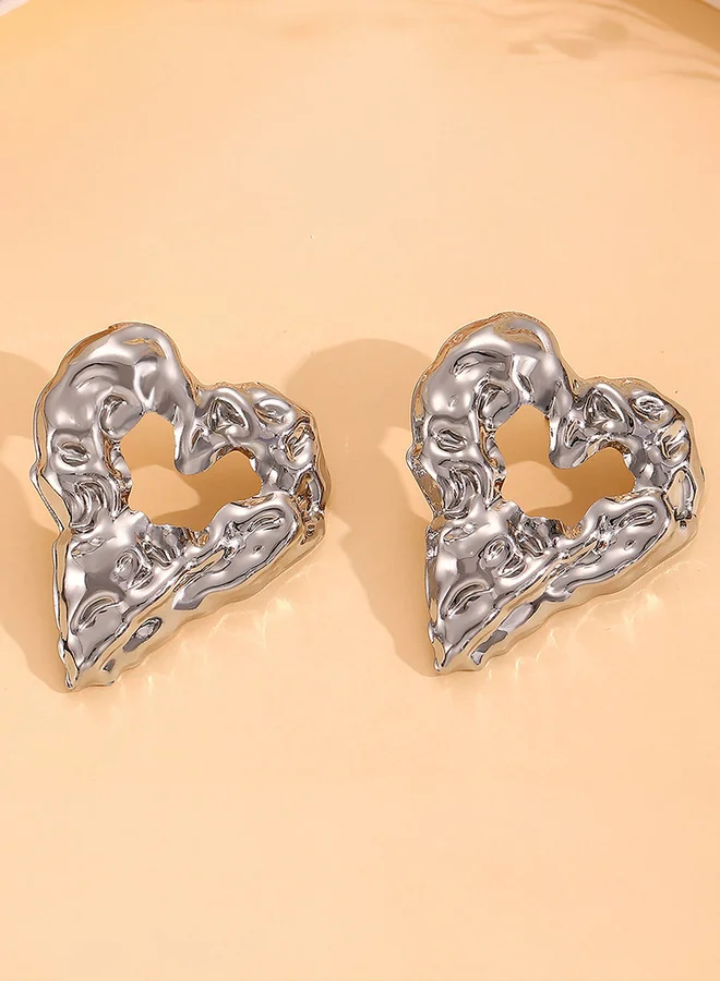 Take Two Textured Heart Shape Hoop Earrings