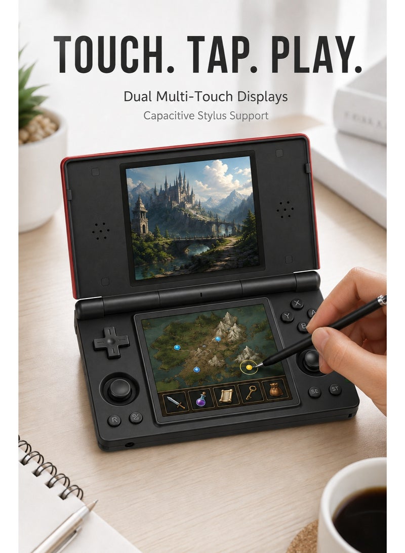 ANBERNIC RG DS Dual-Screen Handheld Game Console, Android 14, Dual 4-Inch IPS Touchscreens, RK3568, 3GB+32GB, 128GB TF Card, Wi-Fi, Bluetooth, 4000mAh, Black - Image 5