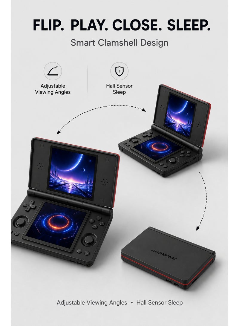ANBERNIC RG DS Dual-Screen Handheld Game Console, Android 14, Dual 4-Inch IPS Touchscreens, RK3568, 3GB+32GB, 128GB TF Card, Wi-Fi, Bluetooth, 4000mAh, Black - Image 3