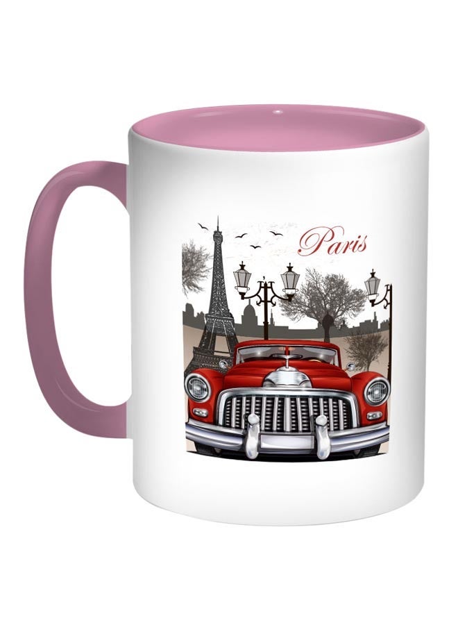 RYN Paris Printed Coffee Mug Pink/Red/White 11ounce