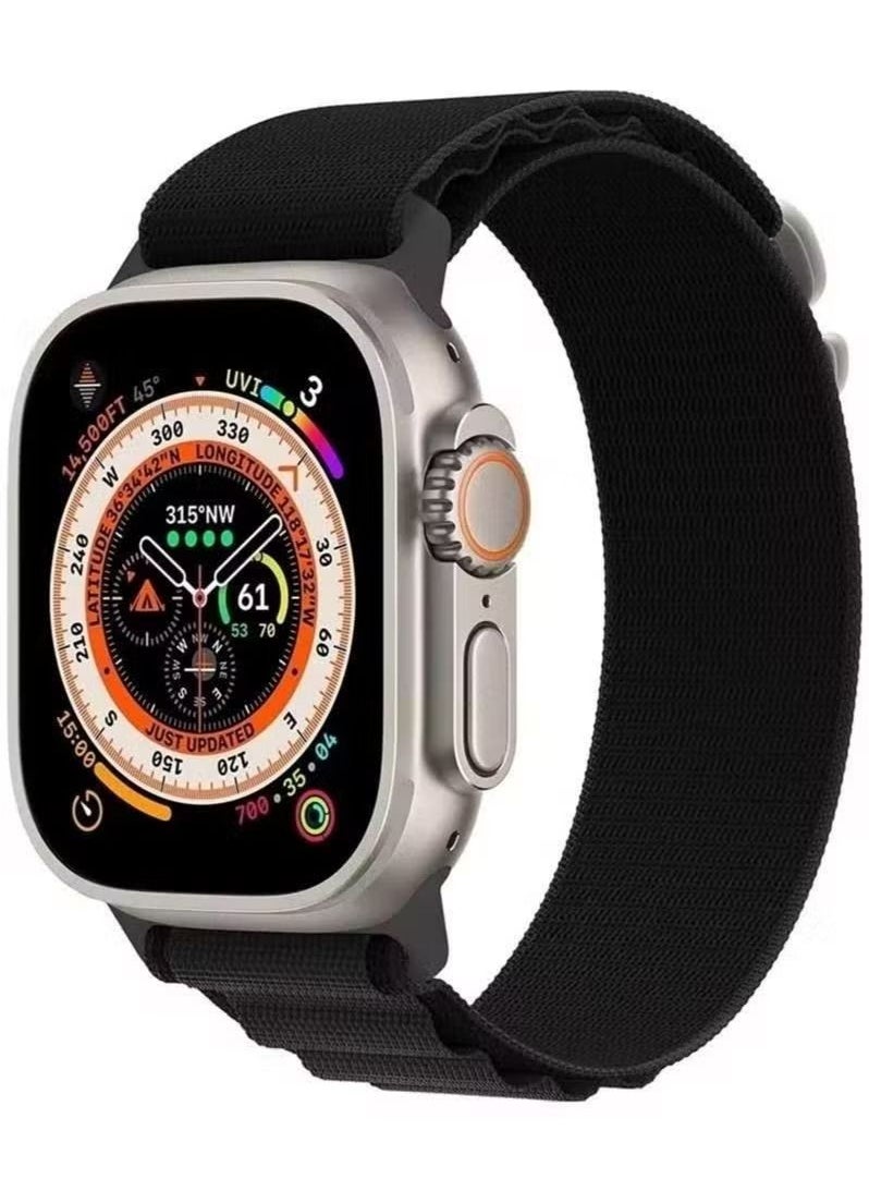 IAF - Alpine Loop For Apple Watch Band Series 8 42mm 44mm 45mm 49mm Nylon Sports Solo Loop Stretch Woven Straps For iWatch Series 8/7/6/5/4/3/2/1/SE/Ultra - Black - Image 1