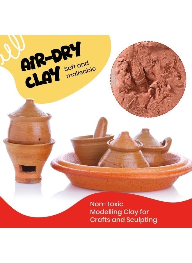 Dozen Air Hardening Modeling Clay (Brown, 500g), Ready to Use Professional Sculpting Dough, Non-Toxic, for DIY Crafts, School Projects - Image 2