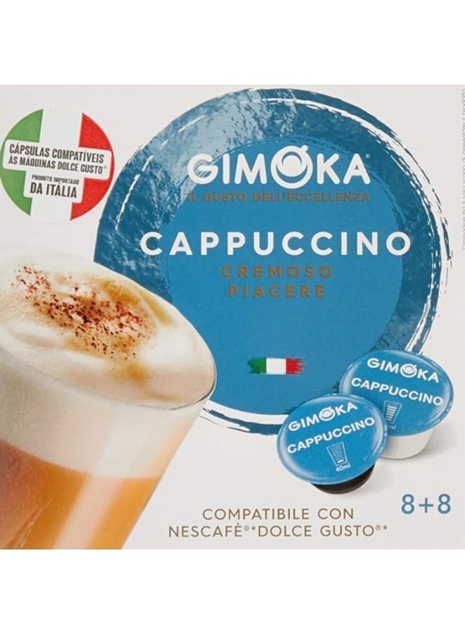 Gimoka Cappuccino Coffee Capsules | Compatible with Dolce Gusto | 3 Packs × 16 Pods (Total 48 Capsules) – Value Pack - Image 3