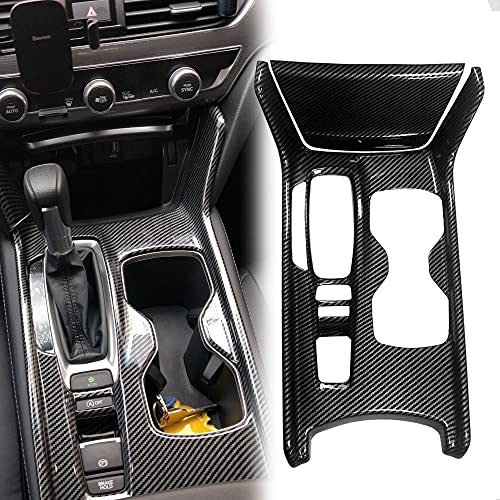 LEXLEY 2Pcs Carbon Fiber Style Gear Shift Frame Console Panel Trims Cover Cup Holder Decor Decal Compatible with Honda Accord 2018 2019 2020 2021 2022Not Fit Hybrid With gear lever