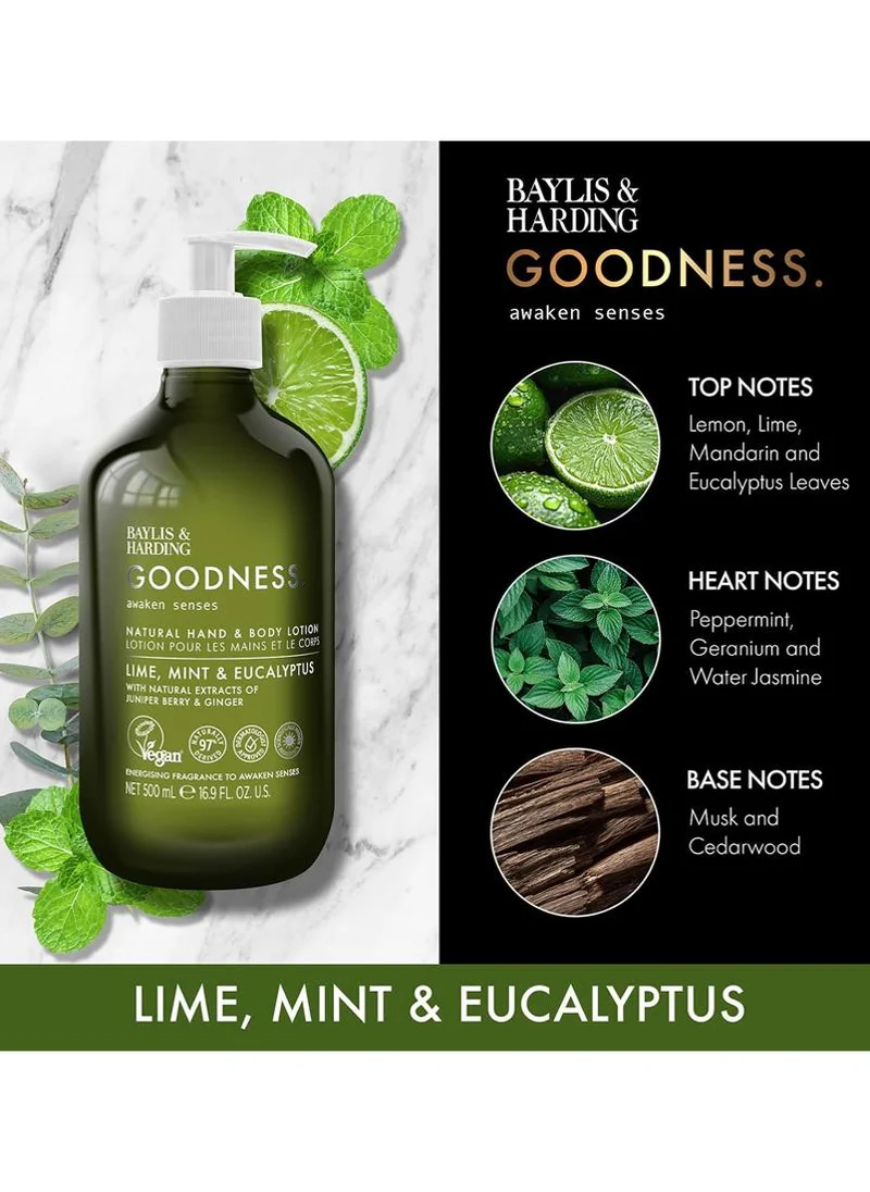 Baylis & Harding  Goodness Awaken Lime, Mint & Eucalyptus Hand & Body Lotion, 500ml | Deeply Nourishing Lotion with Coconut Oil, Shea Butter & Avocado Oil | Vegan Moisturising Care  | Best Price UAE