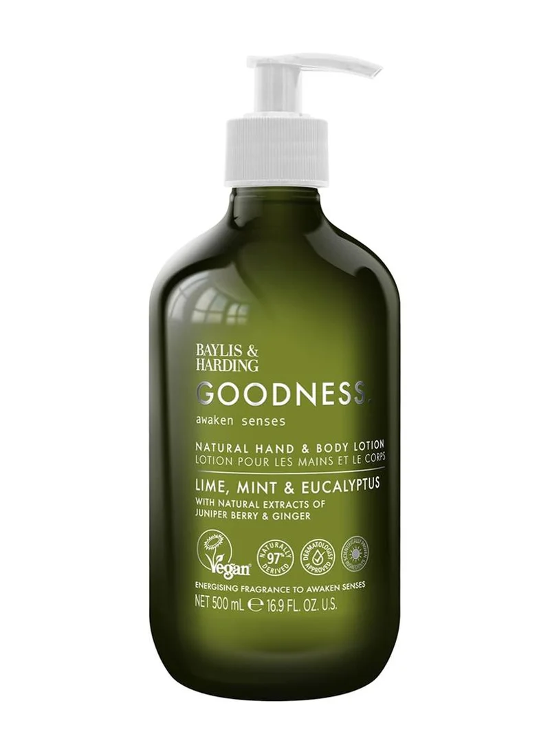Baylis & Harding Goodness Awaken Lime, Mint & Eucalyptus Hand & Body Lotion, 500ml | Deeply Nourishing Lotion with Coconut Oil, Shea Butter & Avocado Oil | Vegan Moisturising Care