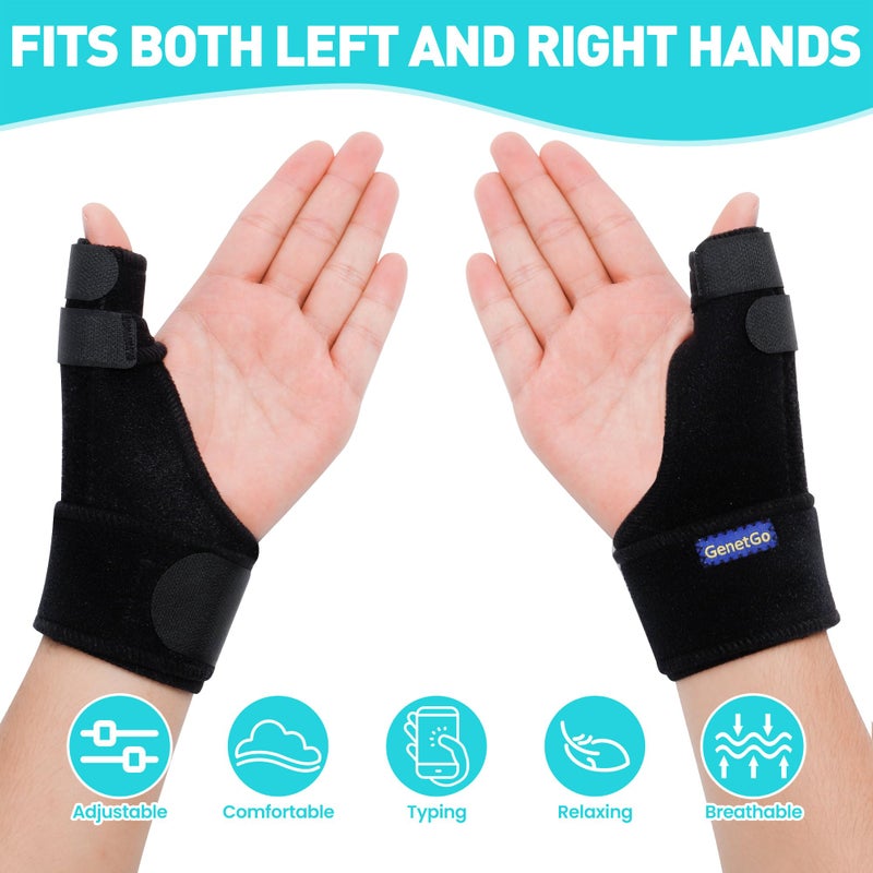 GenetGo دعامة إبهام تريجر - دعامة دعم إبهام لتثبيت الألم، الالتواءات، التهاب المفاصل، التهاب الأوتار (لليد اليمنى أو اليسرى) (أسود) - Image 4