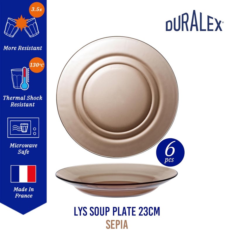 DURALEX طقم أطباق زجاجية عميقة من دوراليكس LYS سيبيا 6 قطع 23 سم للحساء والمعكرونة والمزيد - Image 2