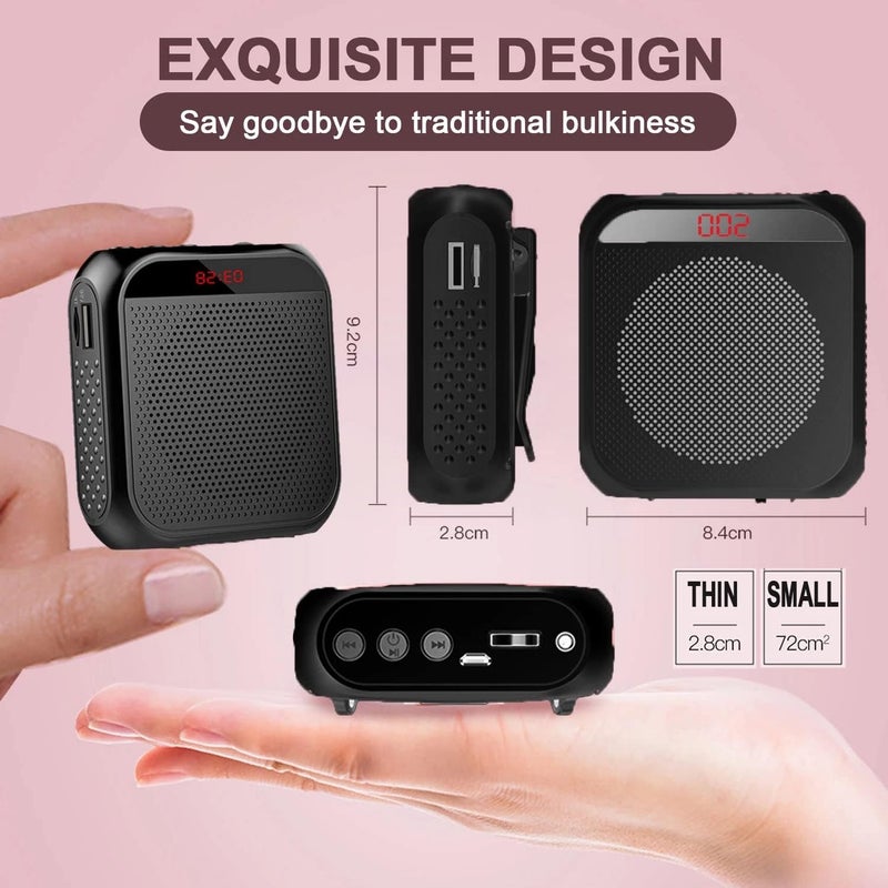 ELECDON Voice Amplifier with Wired Microphone Headset, Portable Rechargeable PA System Speaker Personal Microphone Speech Amplifier, Loudspeaker for Teachers, Tour Guides/Coaches Metting/Yoga/Fitness (Black) - Image 4