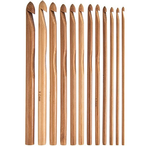 Hestya 15 Pieces Wooden Bamboo Crochet Hooks Set 3 to 25 mm in Diameters Handcrafted Knitting Needles Weave Yarn Craft - Image 5