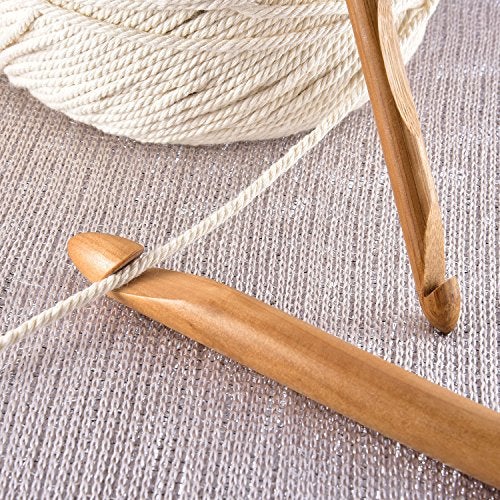 Hestya 15 Pieces Wooden Bamboo Crochet Hooks Set 3 to 25 mm in Diameters Handcrafted Knitting Needles Weave Yarn Craft - Image 3