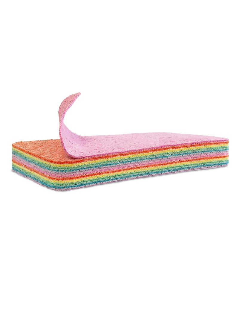 AUTOMAZE - Automaze Rainbow Dish Cleaning Sponge Rainbow Rag, Reusable Double Sided Dish Sponge 12-Layer Microfiber Cloth Scrub Sinks,Pots, Pans for Car, Glass, Furniture Kitchen Scrubber for Dishes (1) - Image 1