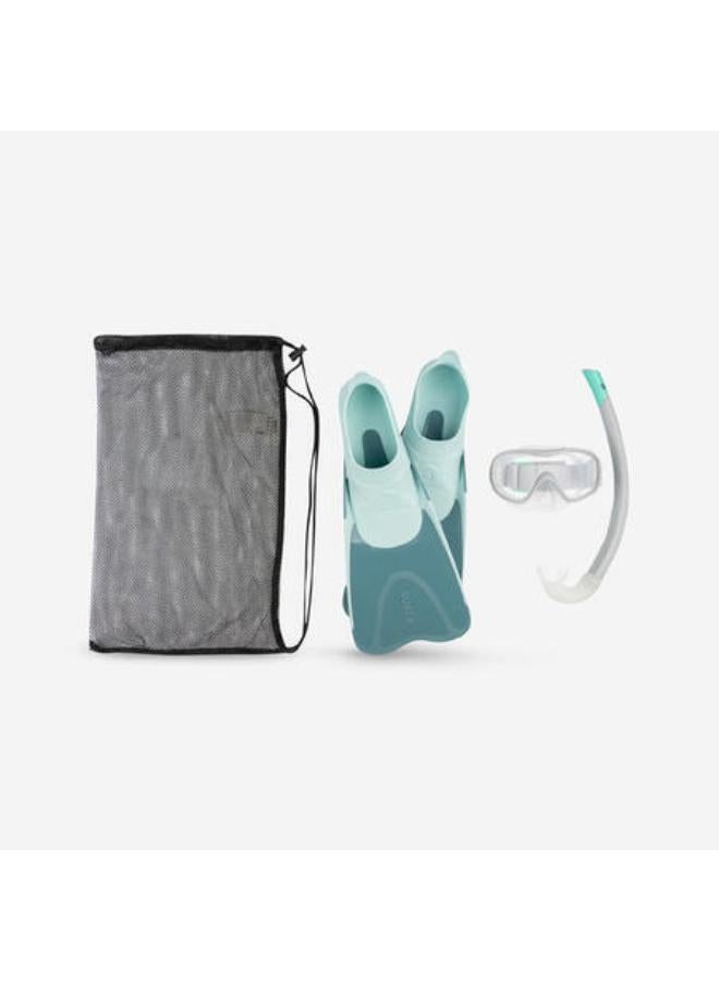 Subea Kids' Snorkelling Fins Mask Snorkel Set SNK 500 -Blue Grey Pastel Mint - Image 1
