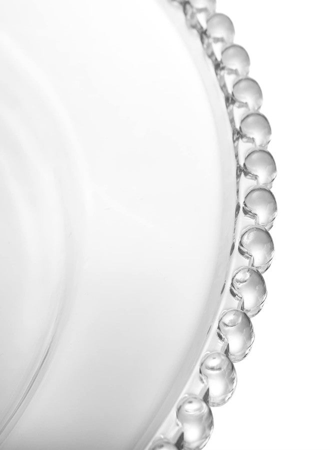 Lawei 12 Pack Clear Plastic Charger Plates with Bead Rim, 13 Inch Plastic Round Serving Plates Decor Dinner Plates for Party Wedding Events Dinner Decoration - Image 3